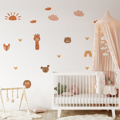 Boho Chic Animal Wall Stickers Decals For Nursery Kids Room Boho Decor Chic Decor For Baby Bedroom