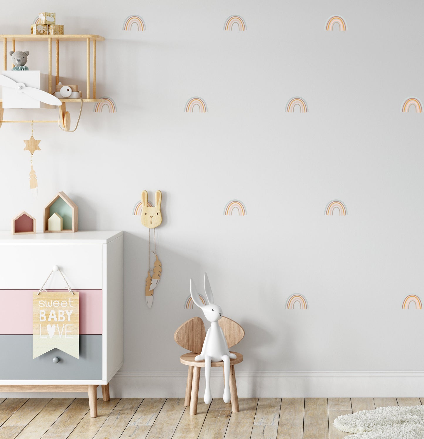 24 Boho Chic Rainbow Wall Stickers Denmark Pastel Wall Decals For Kids Rooms Children's Bedroom Pastel Decor Nursery Art