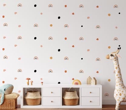 Boho Rainbow Polka Dots Wall Stickers Chic Decor For Kids Rooms Nursery Boho Wall Art Vinyl