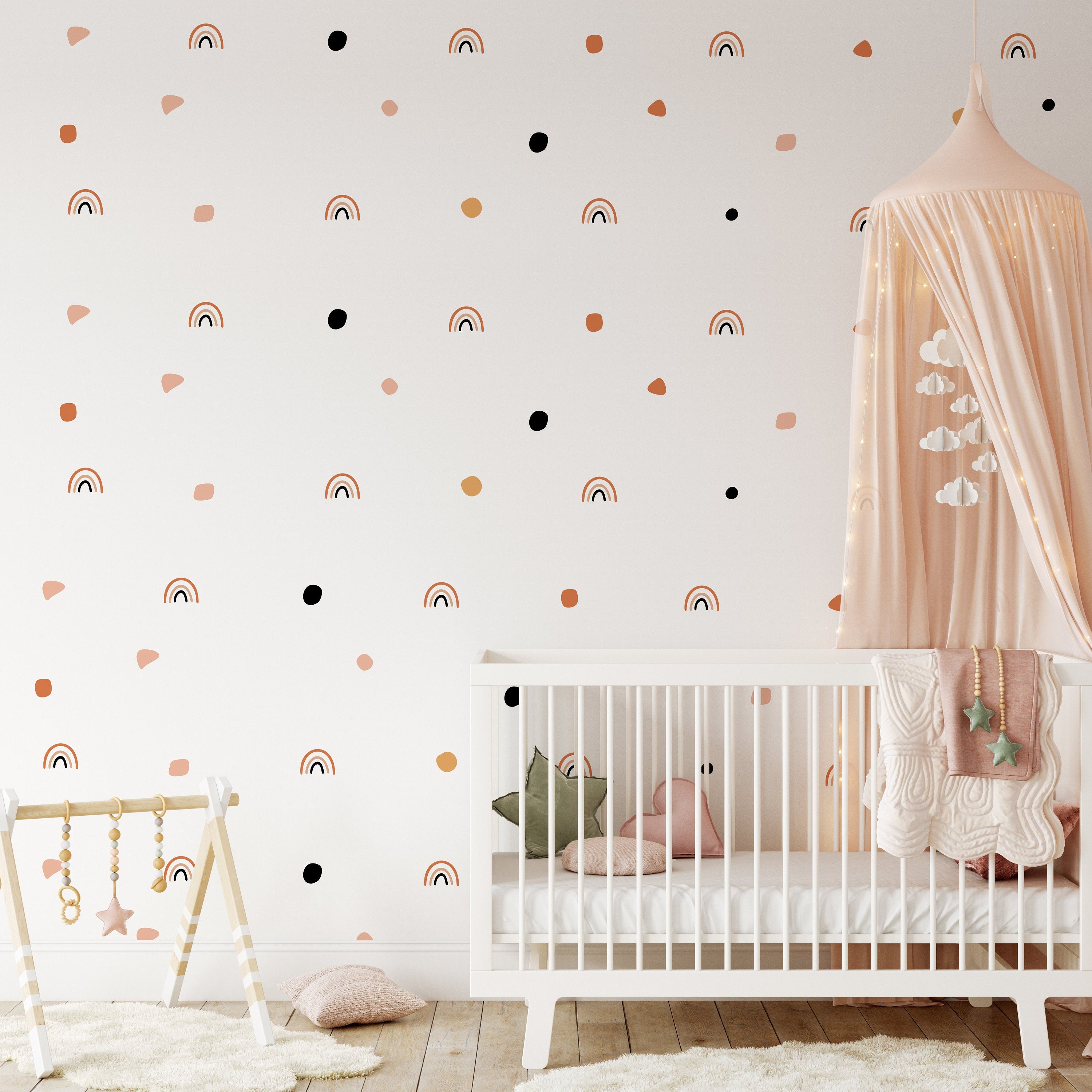 Rainbow Wall Stickers Boho irregular Polka Dot Wall Decals Chic Wall Decor Kids Nursery Babies Room Vinyl