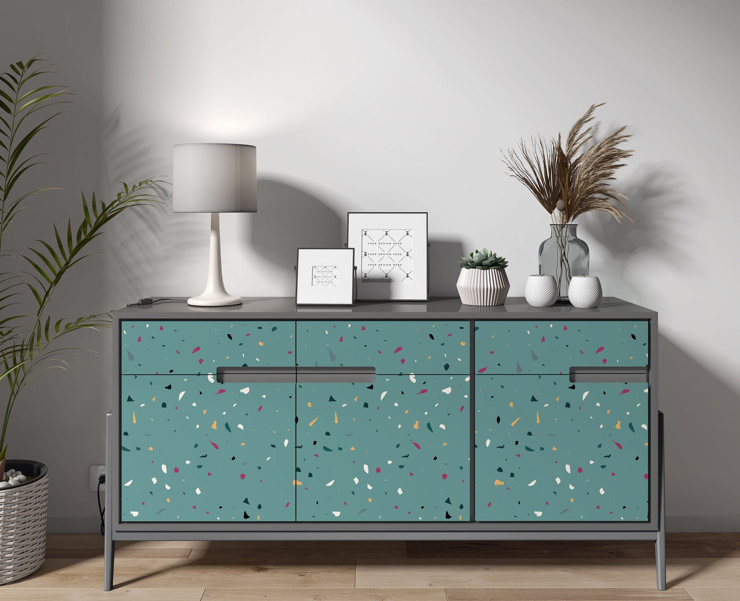 Aqua Green Terrazzo Furniture/Wall Vinyl Wrap