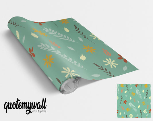 Leaf Pattern Floral Furniture/Window Vinyl Wrap