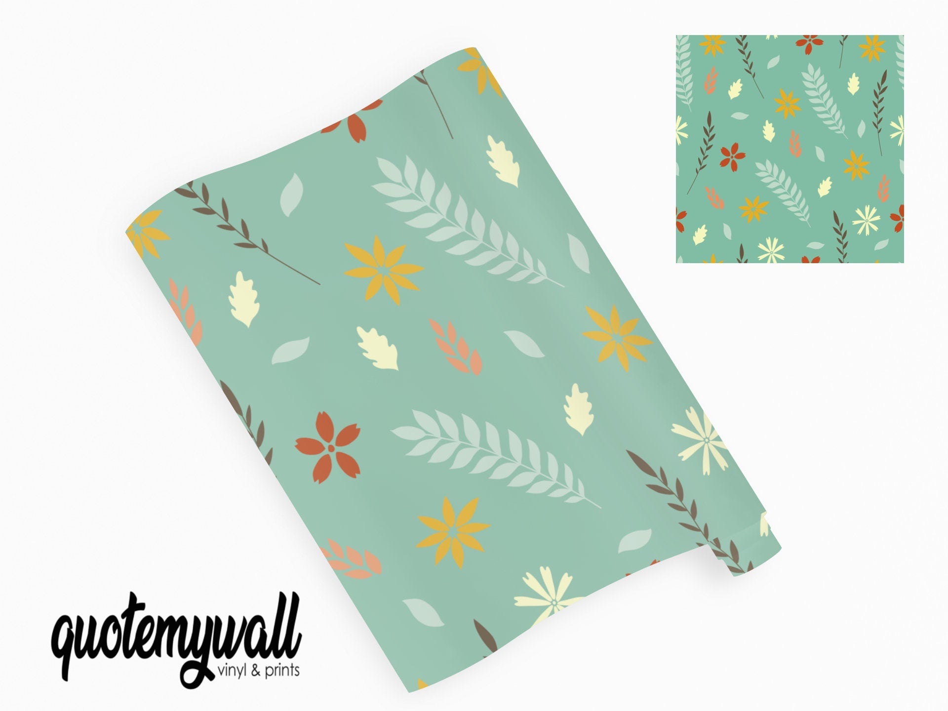Leaf Pattern Floral Furniture/Window Vinyl Wrap
