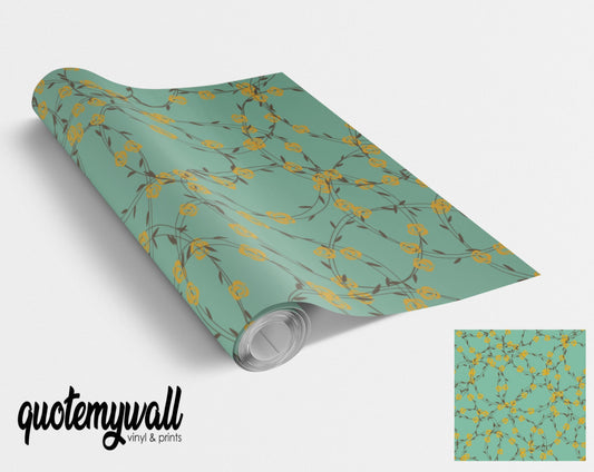 Green & Yellow Vine Floral Furniture/Window Vinyl Wrap