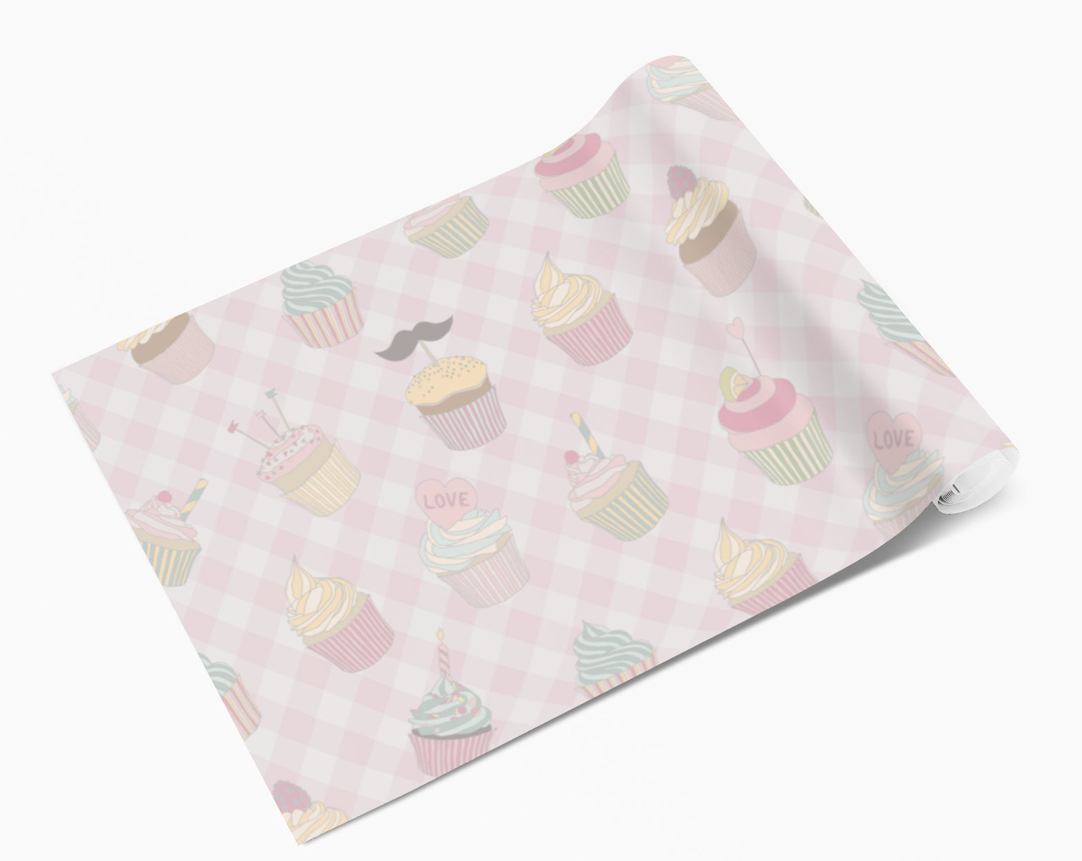 Pink Checked Cupcake Food Vinyl Sticker Wrap