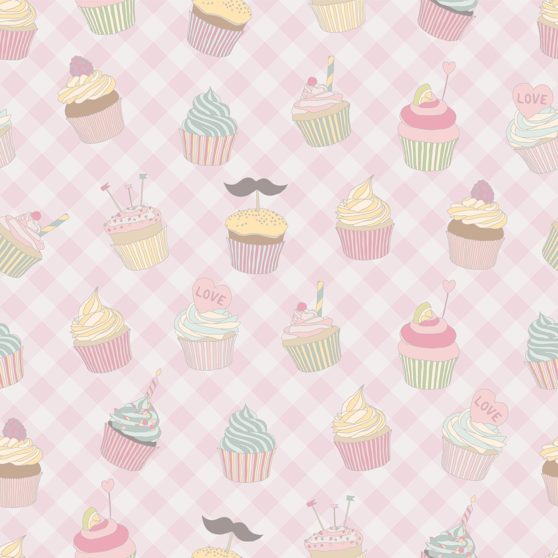 Pink Checked Cupcake Food Vinyl Sticker Wrap