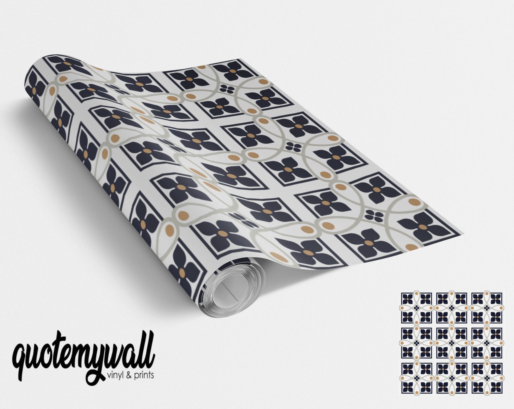 Wrapped Tile Square Floral Pattern Tile Wrap