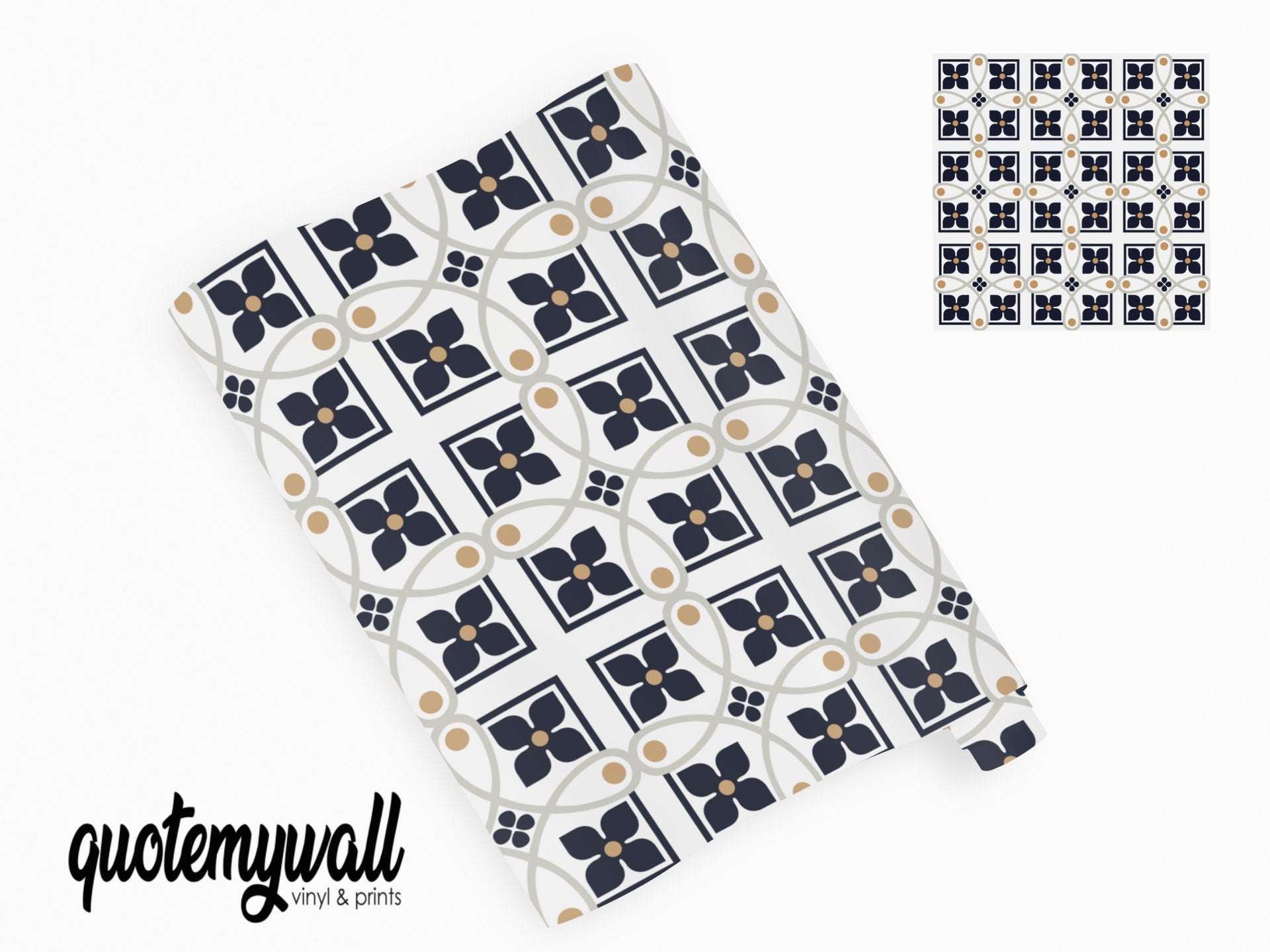 Square Floral Pattern Tile Wrap