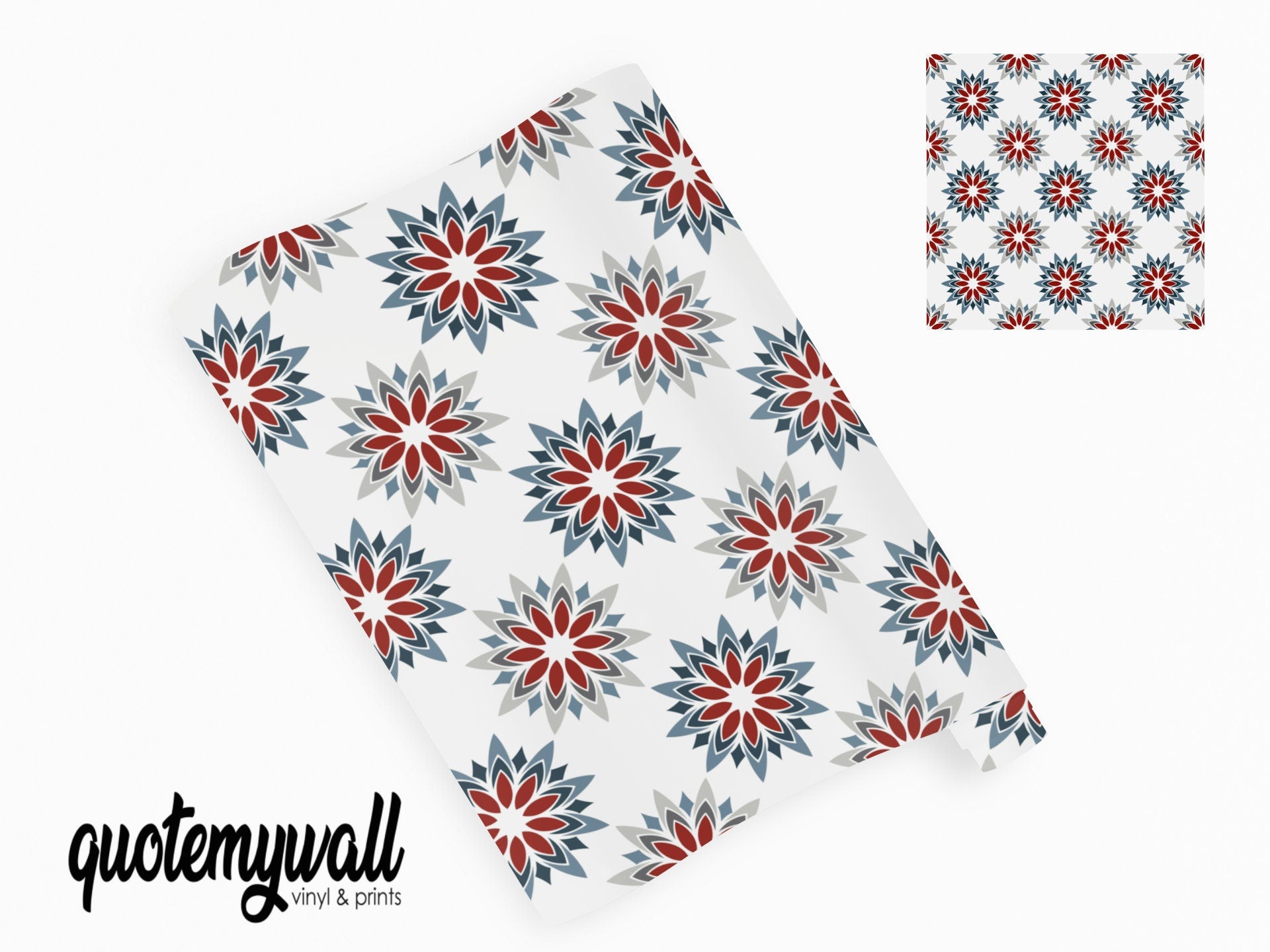 Red, Grey & Blue Star Pattern Tile Wrap