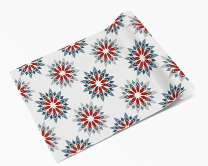 Red, Grey & Blue Star Pattern Tile Wrap