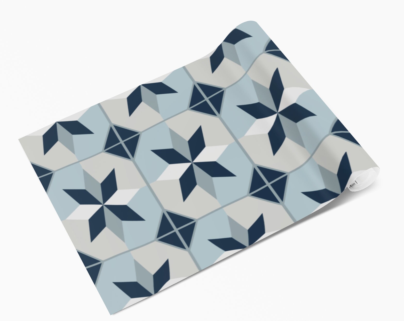 Blue & Grey Star Tile Wrap Adhesive Sticker