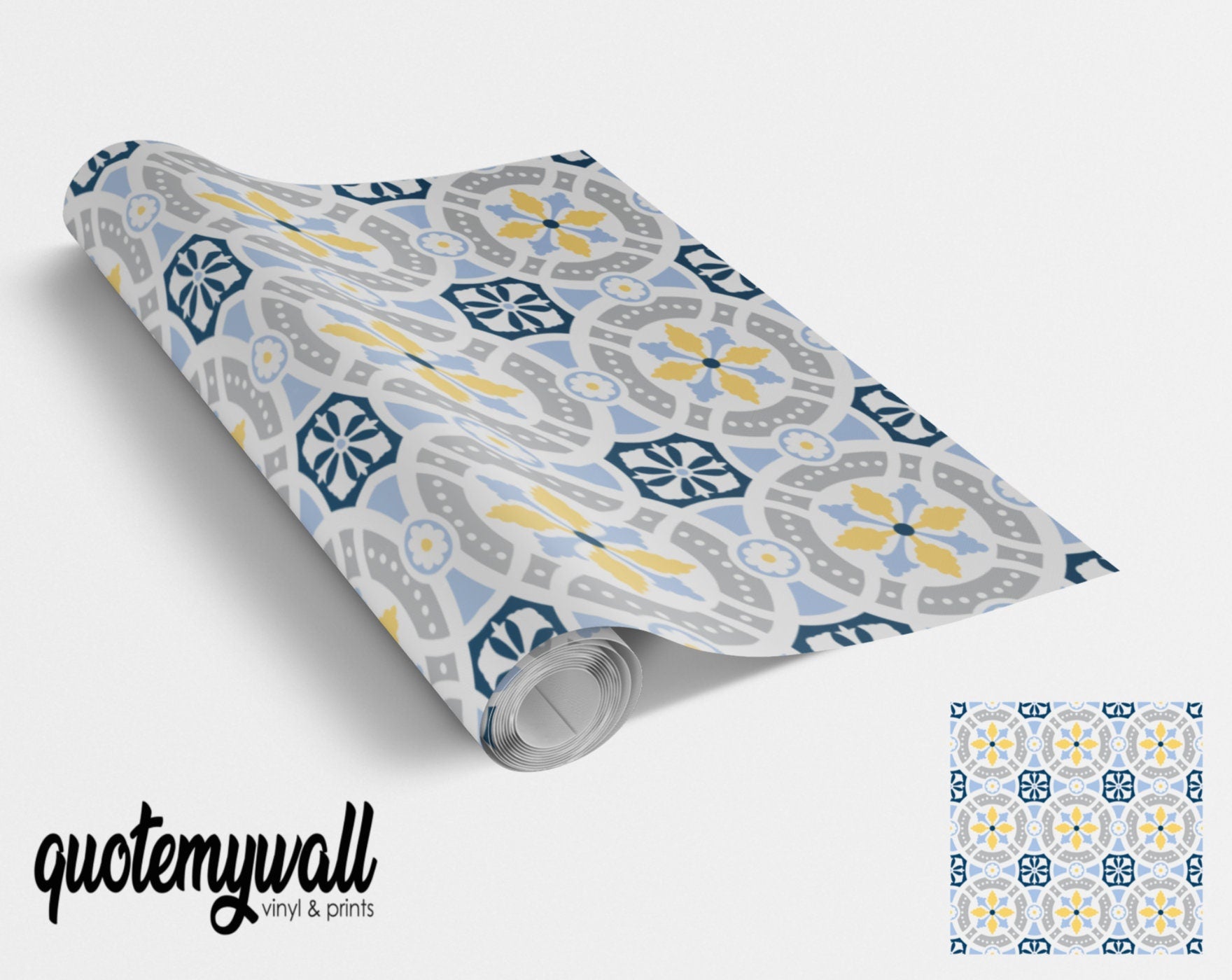Black & Grey Dotted Vintage Tile Wrap Sticker