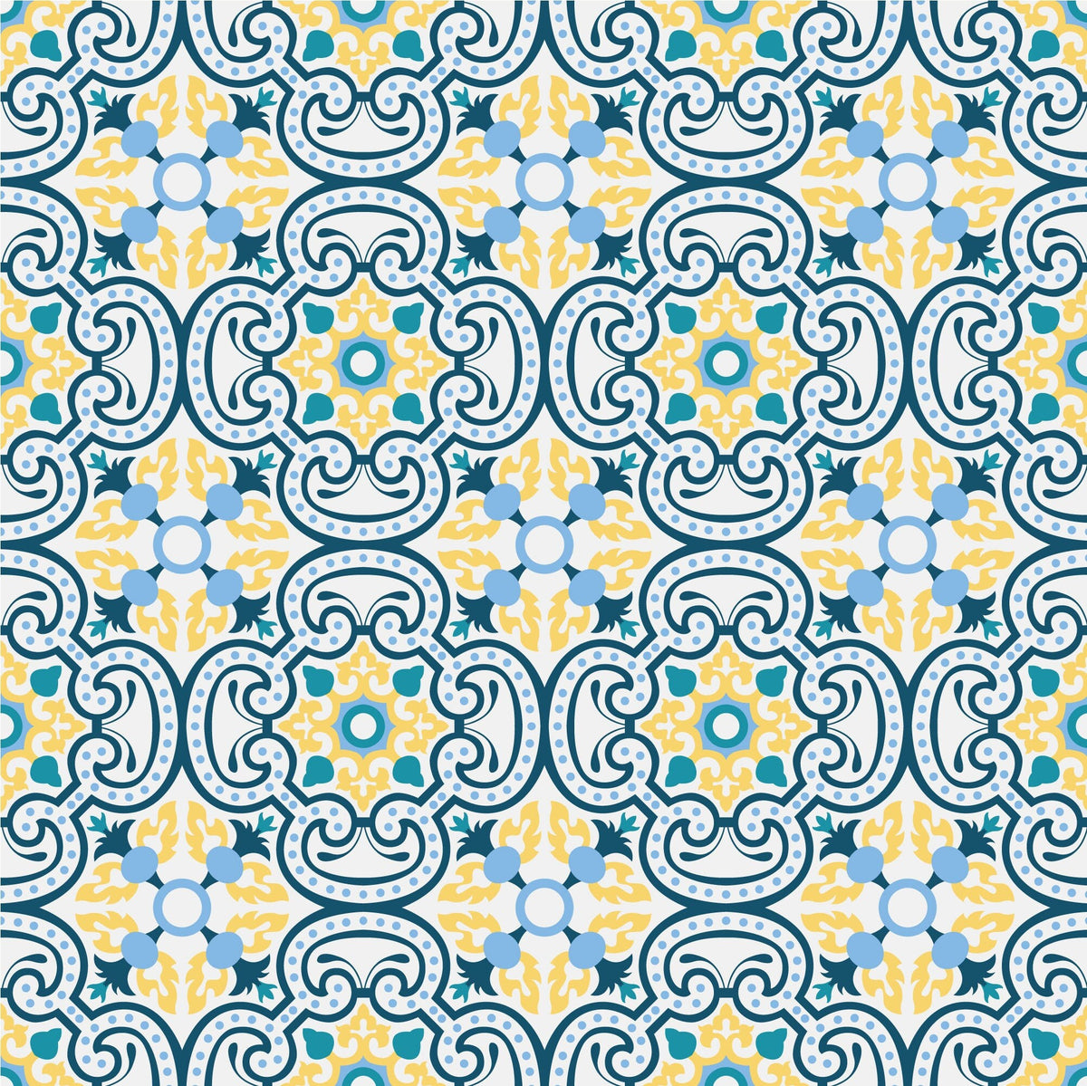 Yellow & blue Vintage Tile Wrap Sticker