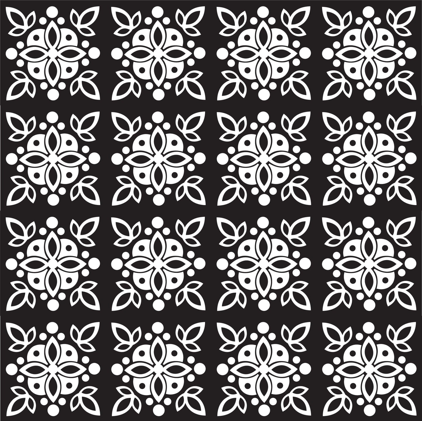Black Vintage Pattern Tile Vinyl Sticker Wrap