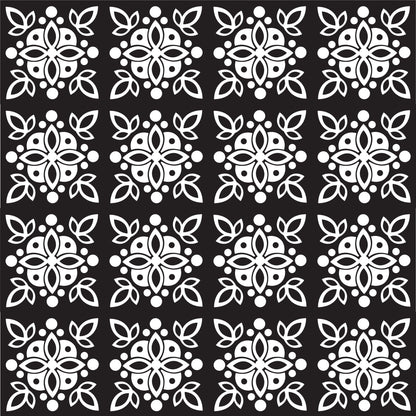 Black Vintage Pattern Tile Vinyl Sticker Wrap