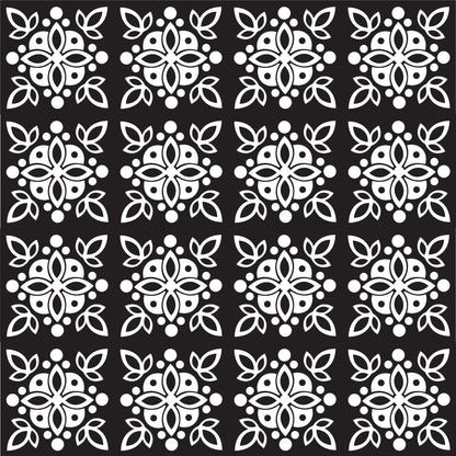 Black Vintage Pattern Tile Vinyl Sticker Wrap