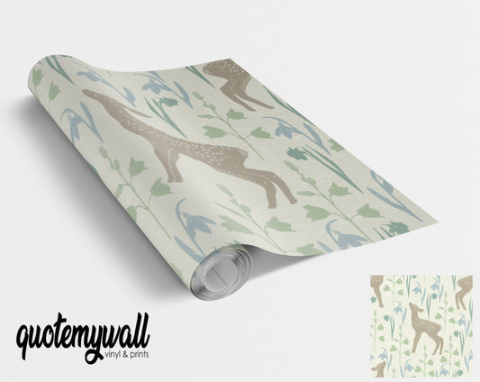 Deer/Fawn Floral Pattern Vinyl Sticker Wrap