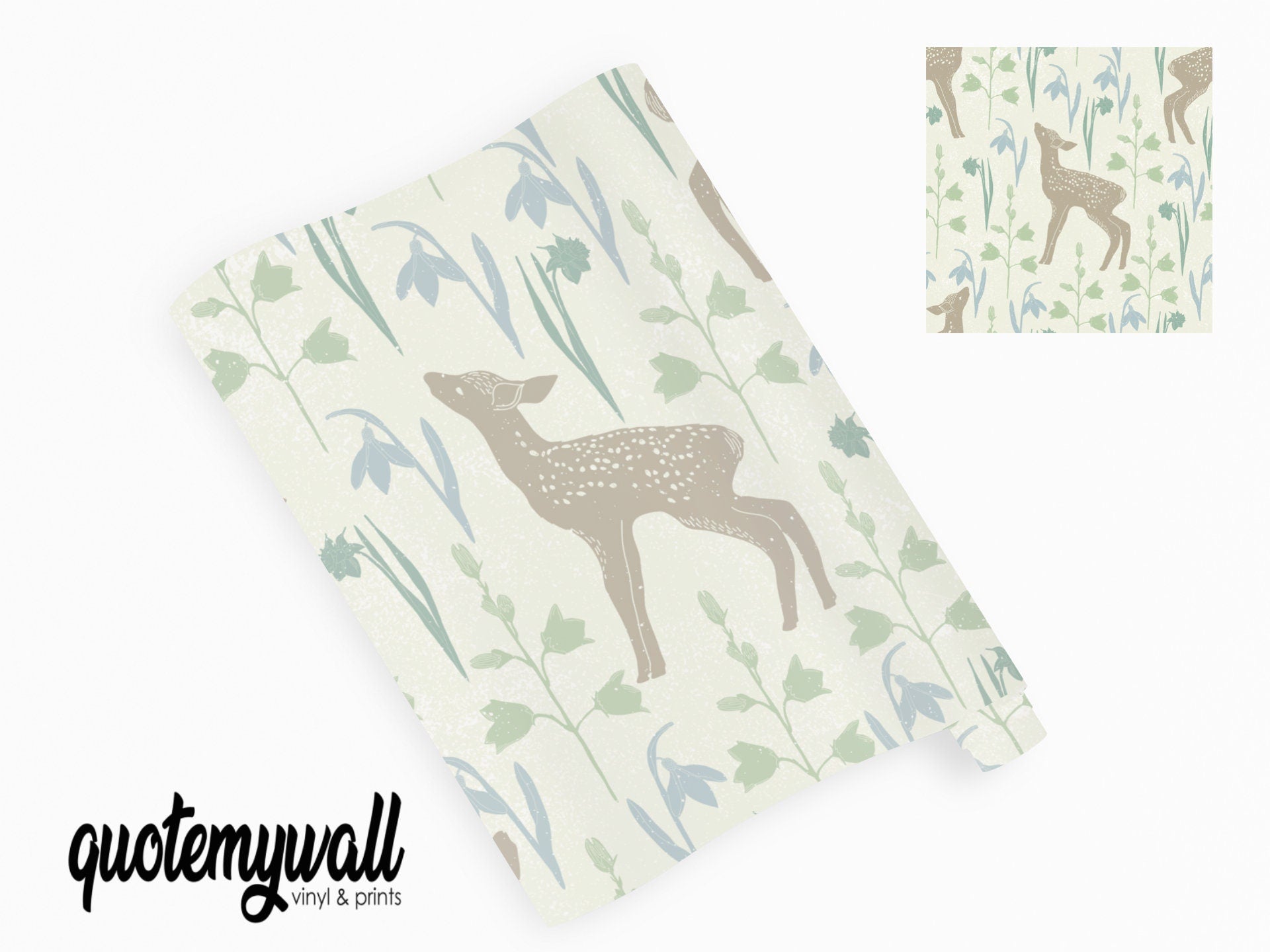 Deer/Fawn Floral Pattern Vinyl Sticker Wrap