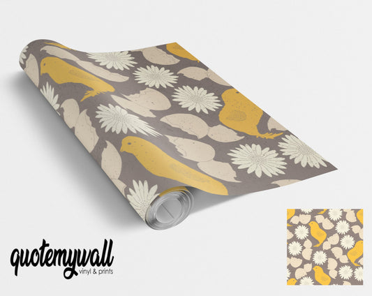 Chick & Floral Pattern Vinyl Sticker Wrap