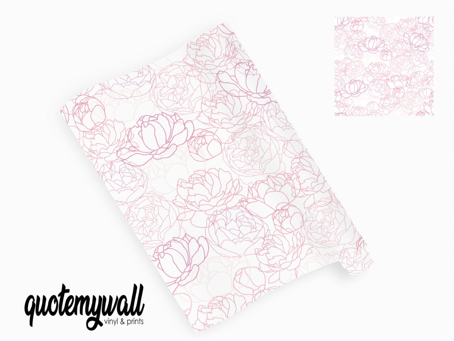 Peony Outline Floral Pattern Vinyl Sticker Wrap