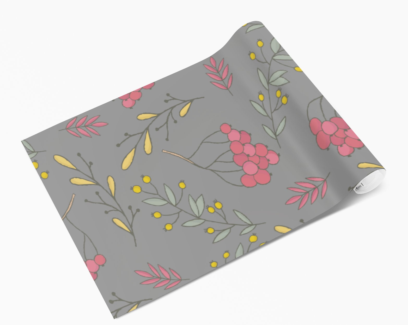 Grey Berries & Flowers Vinyl Wrap