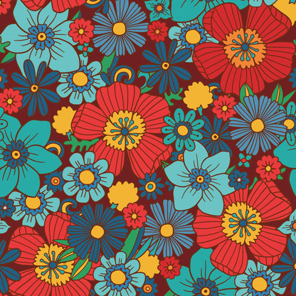 Retro Colourful Flower Pattern Vinyl Wrap