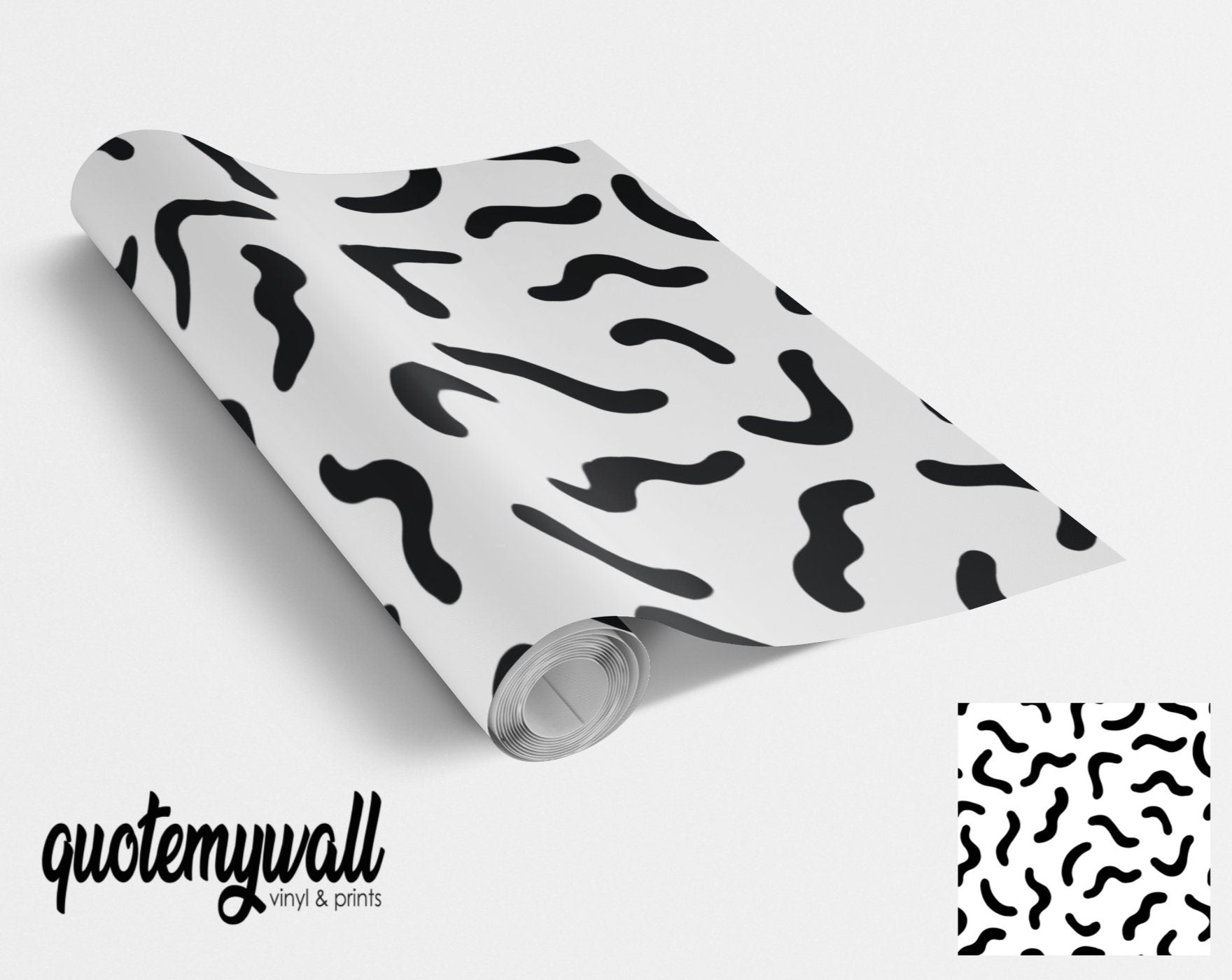 Black Squiggles Pattern Vinyl Wrap