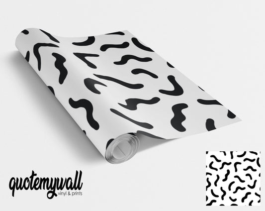 Black Squiggles Pattern Vinyl Wrap