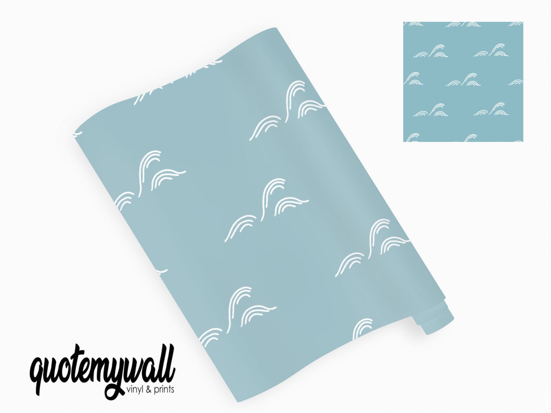 Blue Waves Pattern Vinyl Furniture Wrap