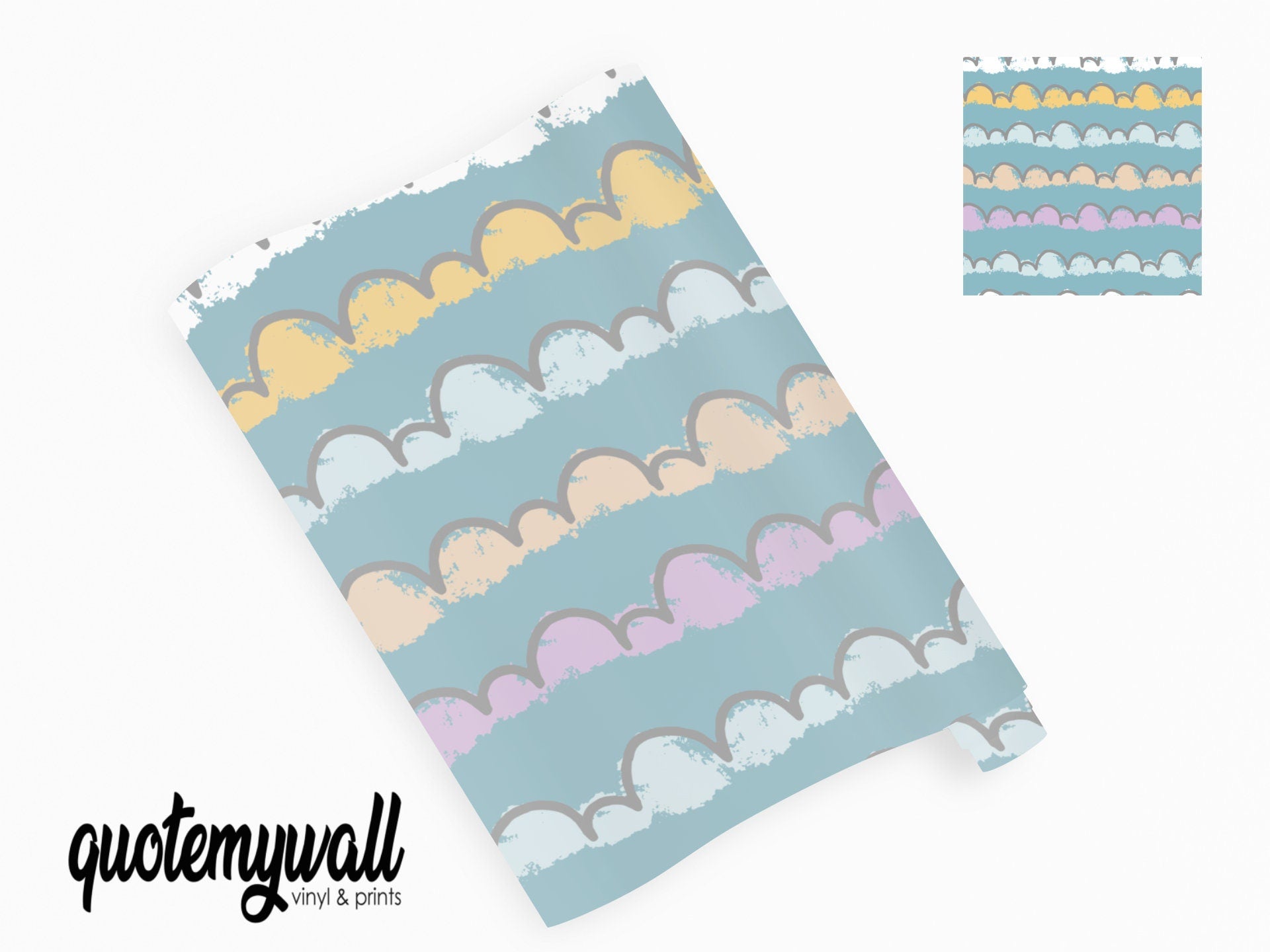 Pastel Hand Drawn Clouds Pattern Vinyl Wrap