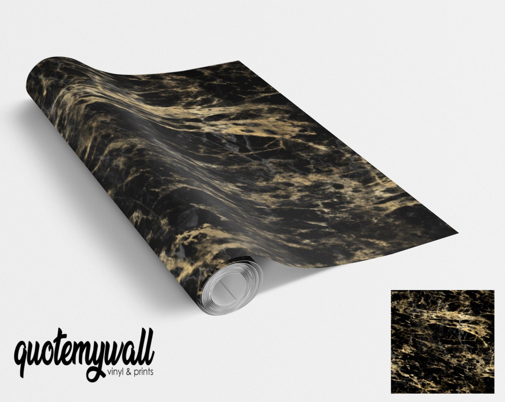 Black & Gold Calacatta Marble Vinyl Wrap