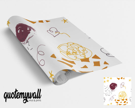 Hand Drawn Doodle Pattern Vinyl Wrap