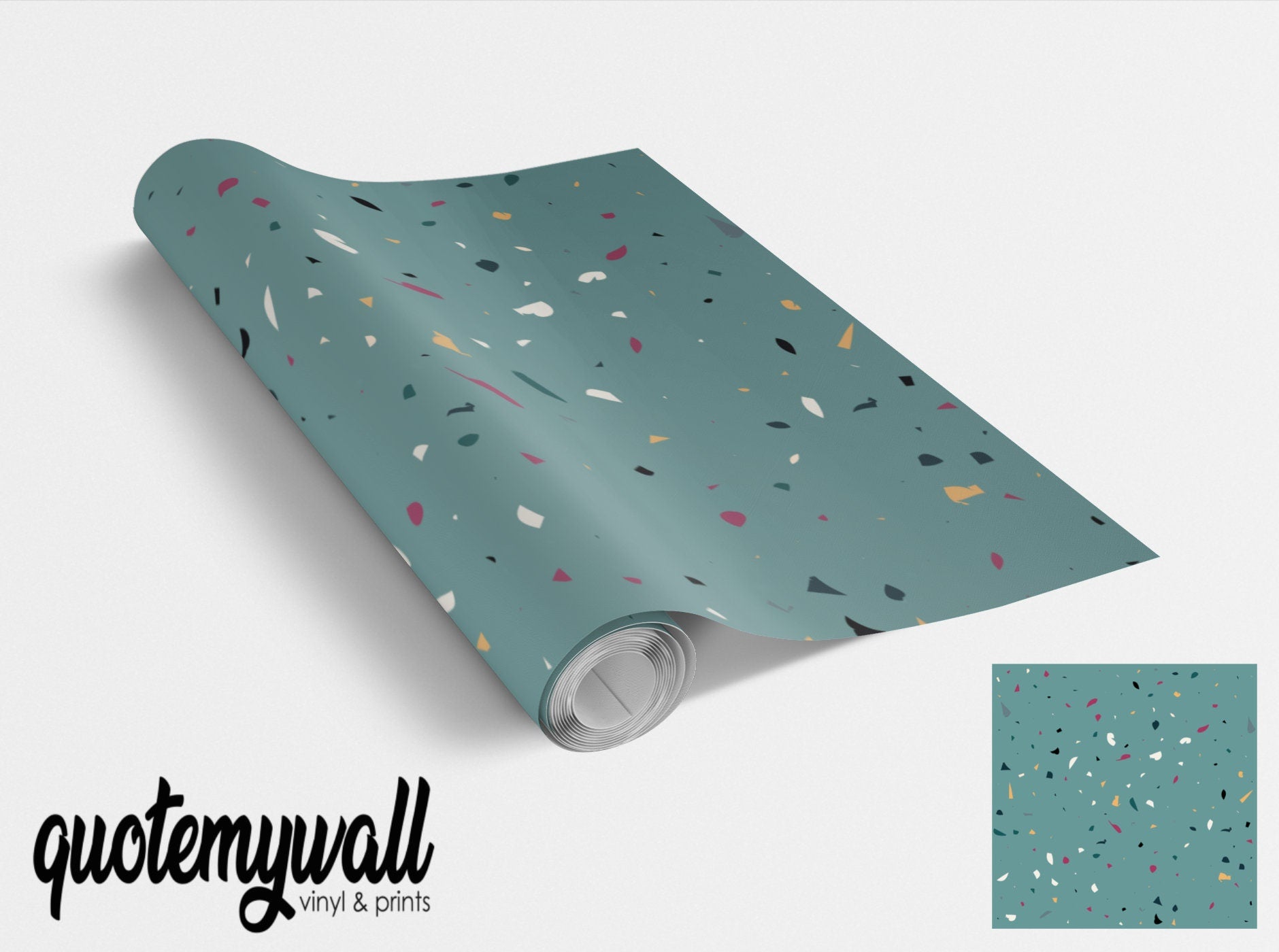 Aqua Green Terrazzo Furniture/Wall Vinyl Wrap