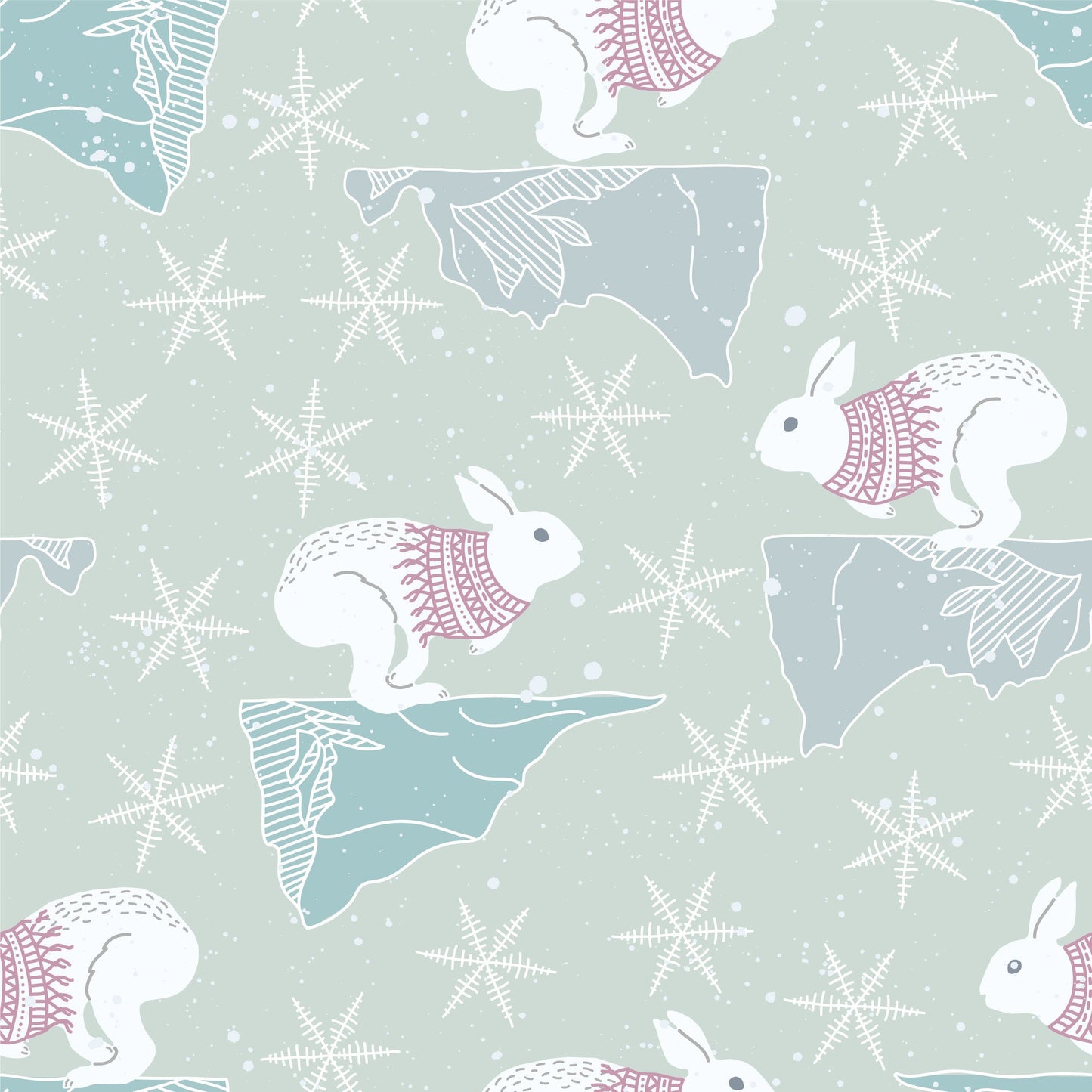 Rabbits & Snowflakes Childrens/Nursery Vinyl Sticker Wrap