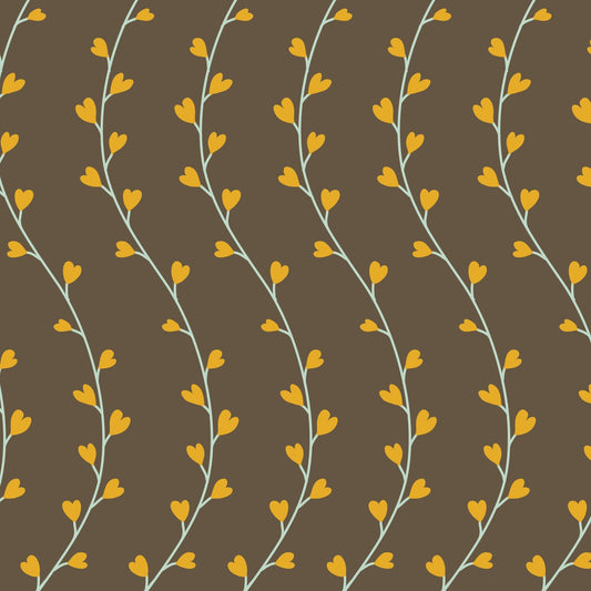 Yellow Heart Vines Floral Furniture Vinyl Wrap