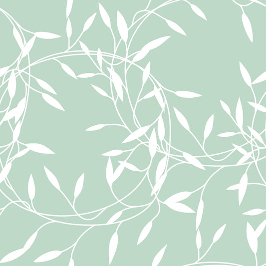 White & Mint Vines Floral Furniture/Window Vinyl Wrap