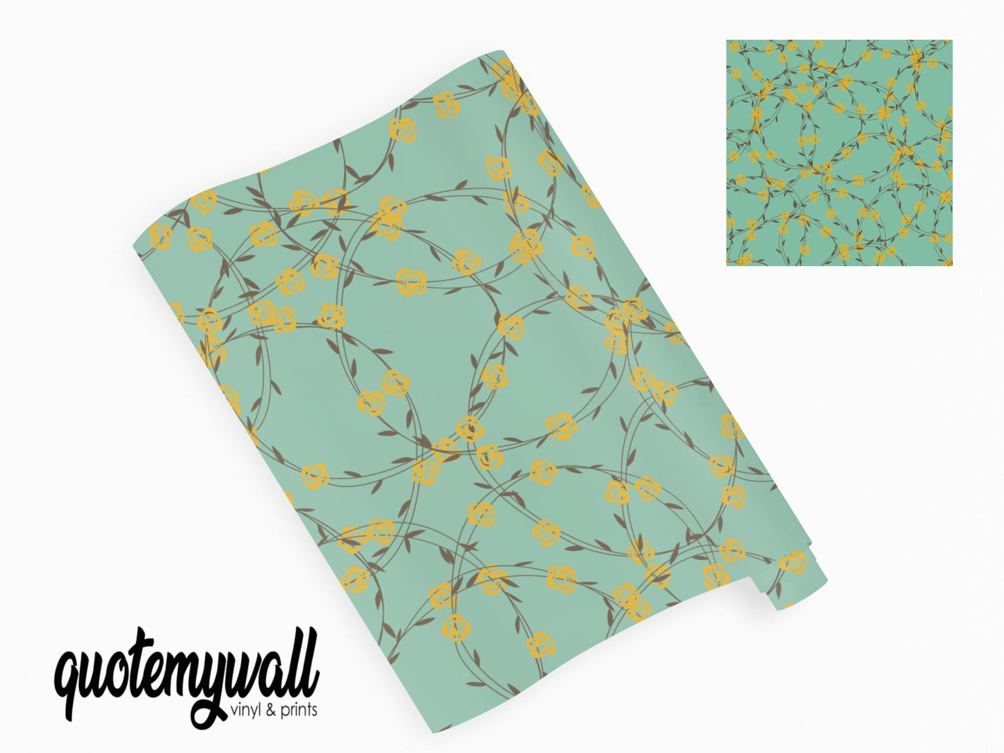 Green & Yellow Vine Floral Furniture/Window Vinyl Wrap