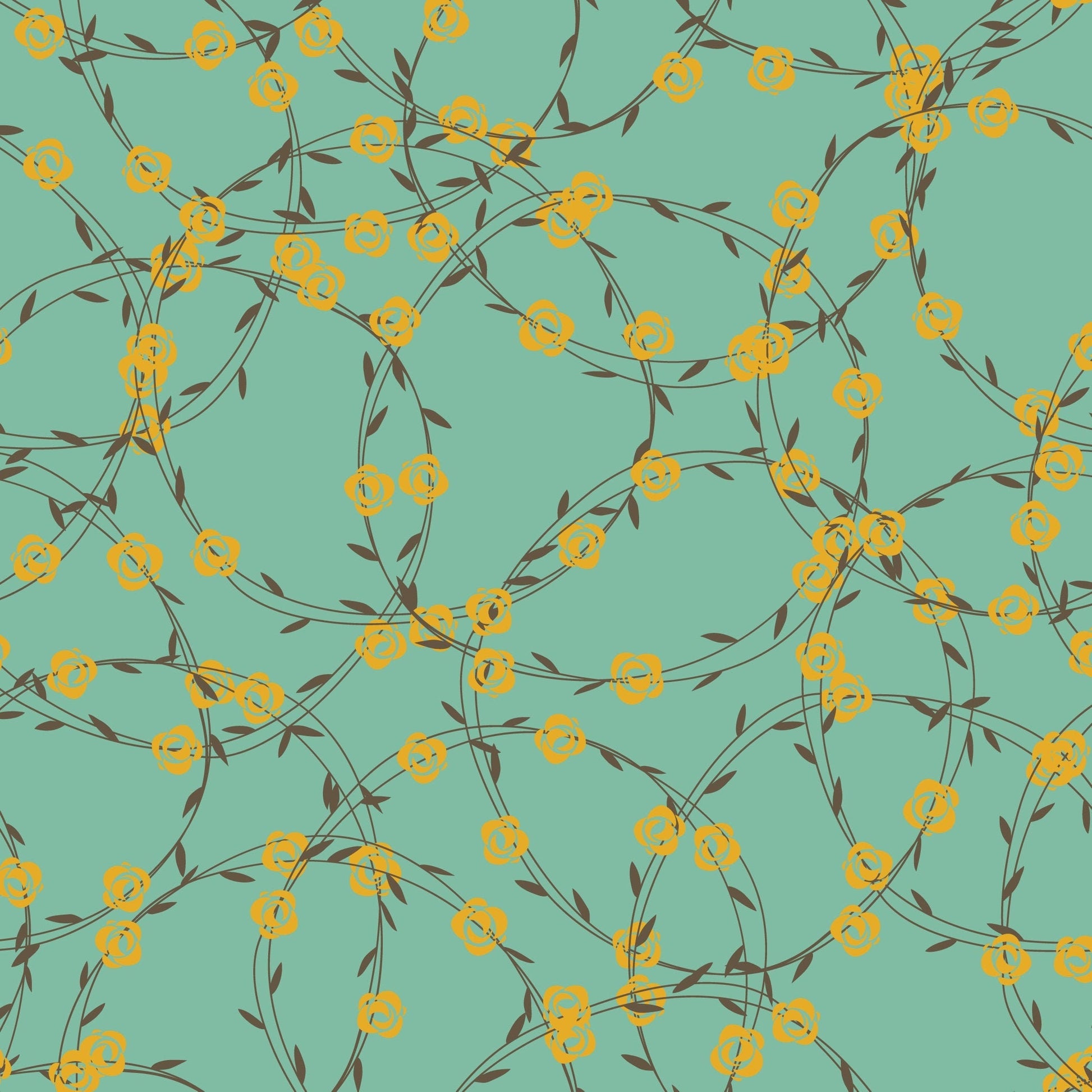 Green & Yellow Vine Floral Furniture/Window Vinyl Wrap