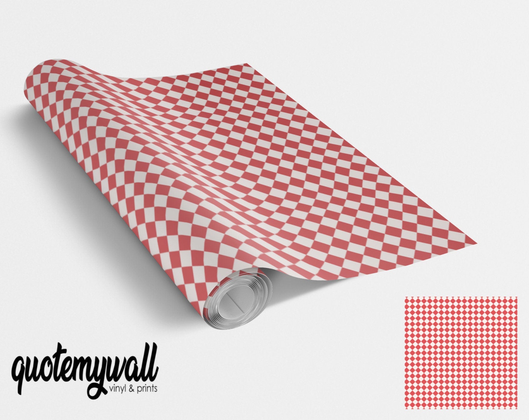 Red & White Checked Pattern Furniture/Window Vinyl Wrap