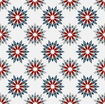 Red, Grey & Blue Star Pattern Tile Wrap