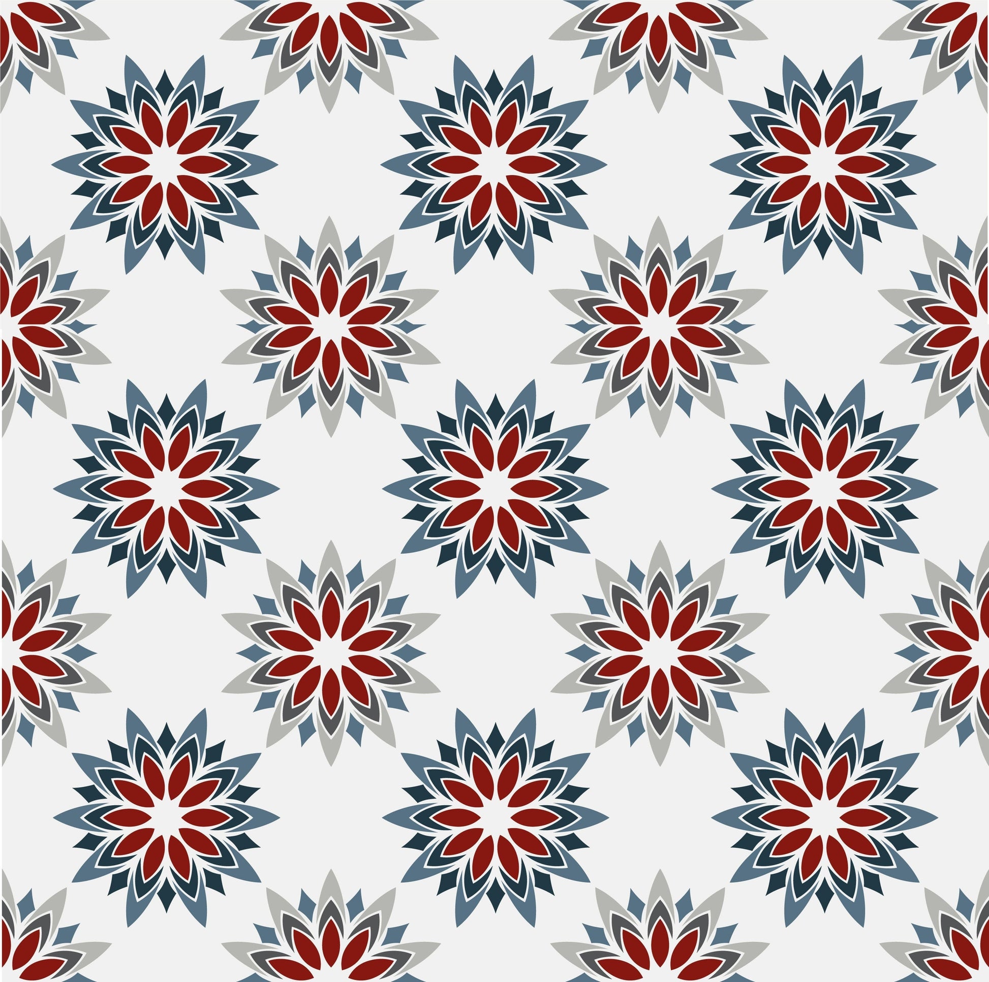 Red, Grey & Blue Star Pattern Tile Wrap