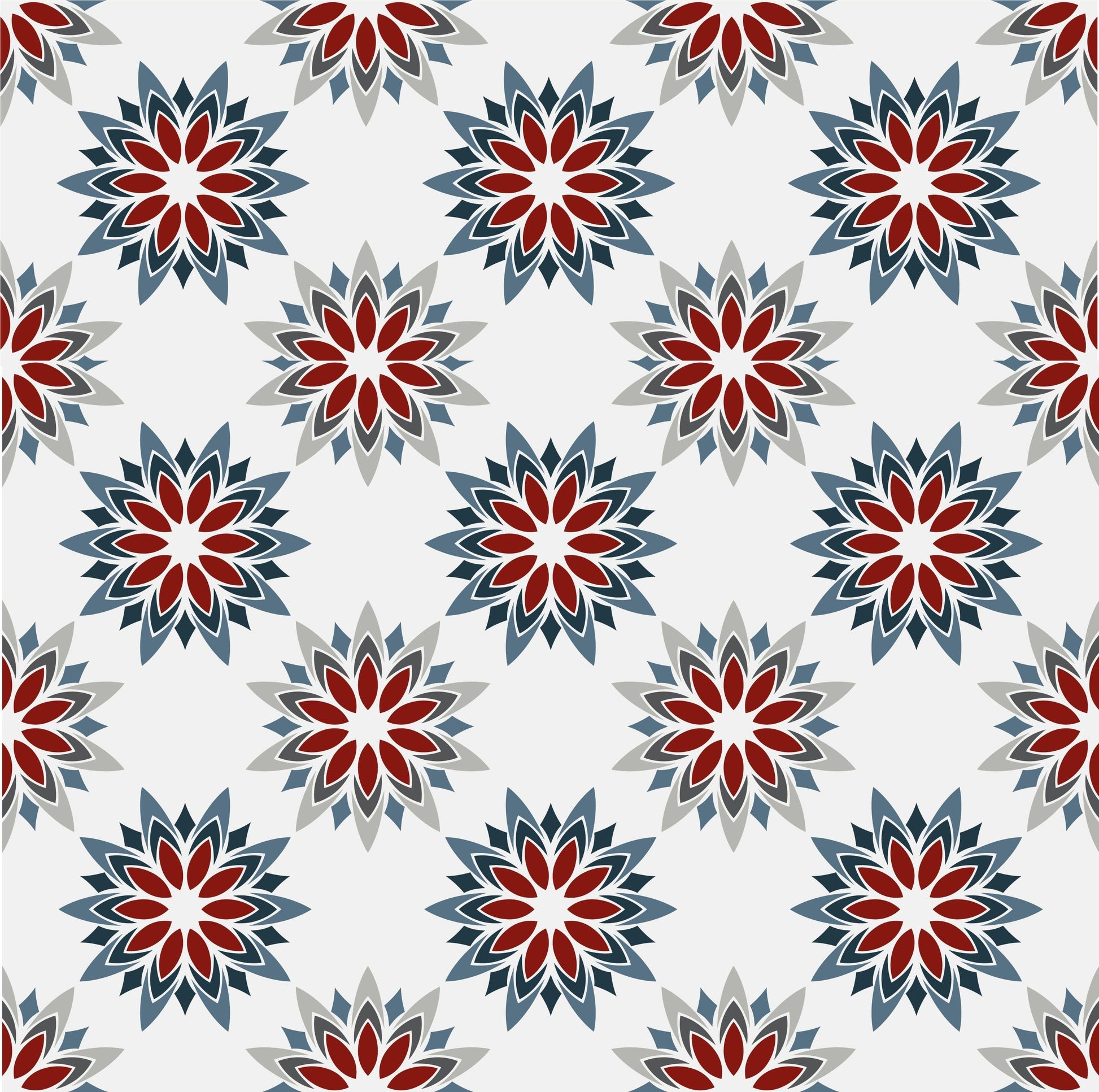 Red, Grey & Blue Star Pattern Tile Wrap