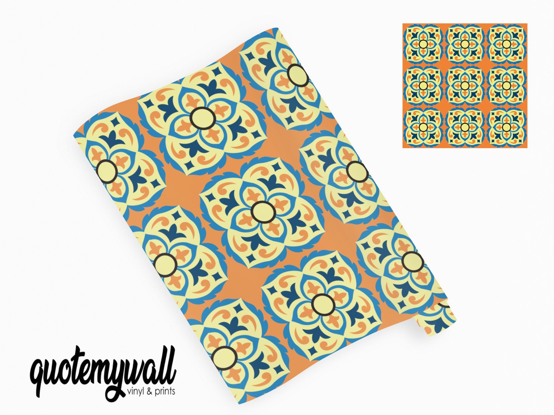 Orange Background Vintage Tile Wrap