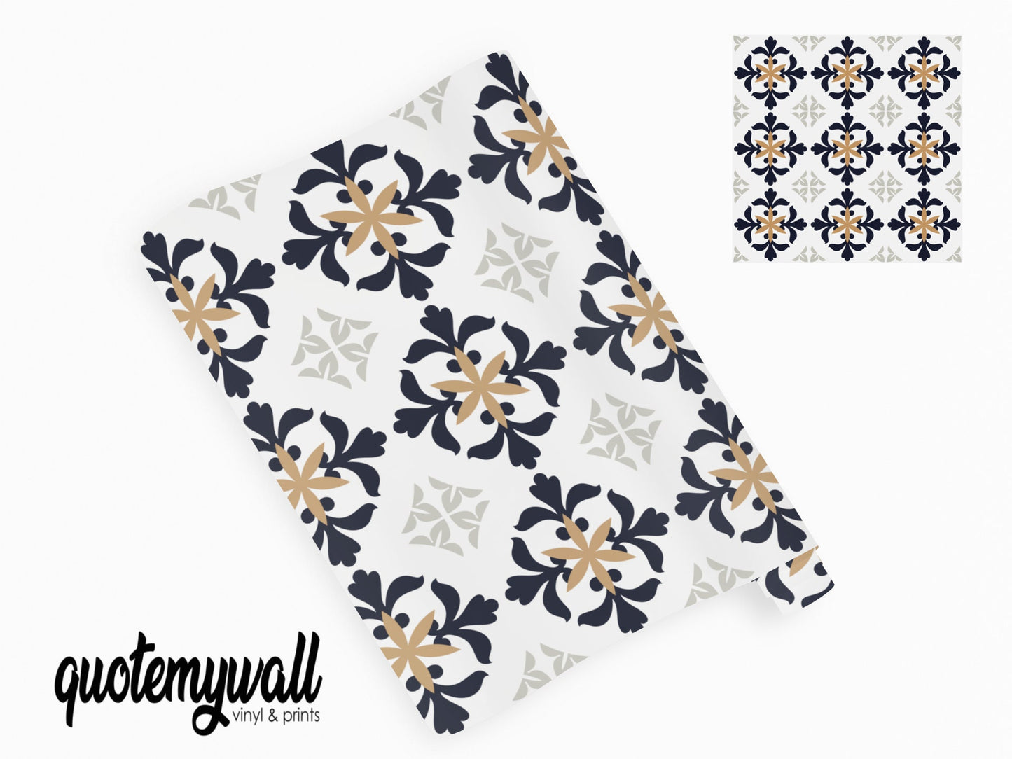 Black & Yellow Vintage Tile Wrap Sticker