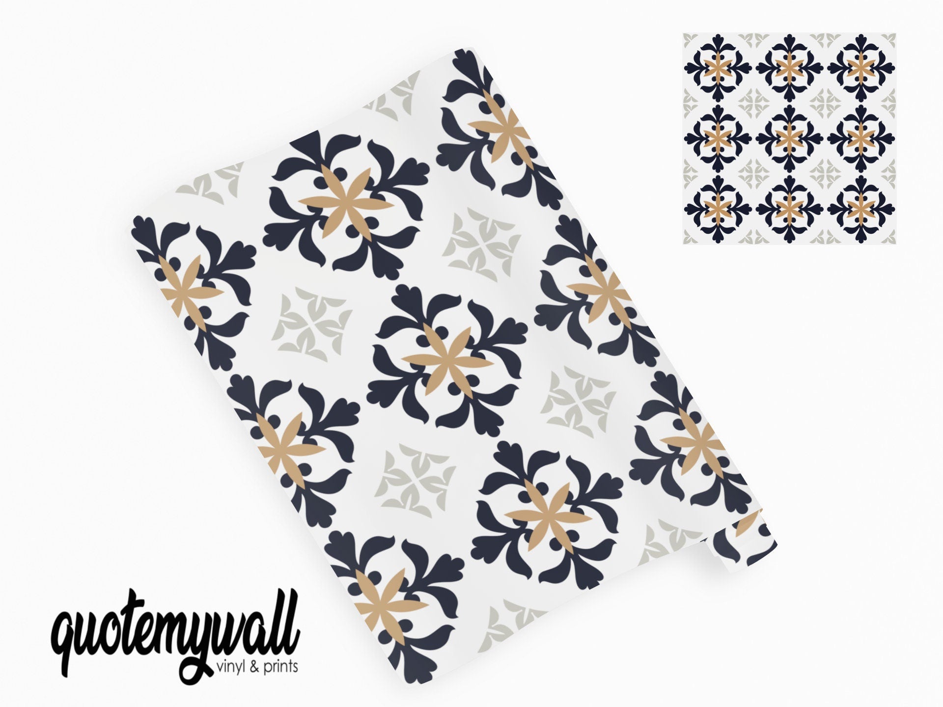 Black & Yellow Vintage Tile Wrap Sticker