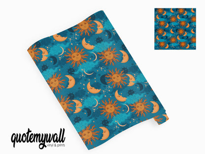 Blue Background Moon & Sun Vinyl Furniture Wrap