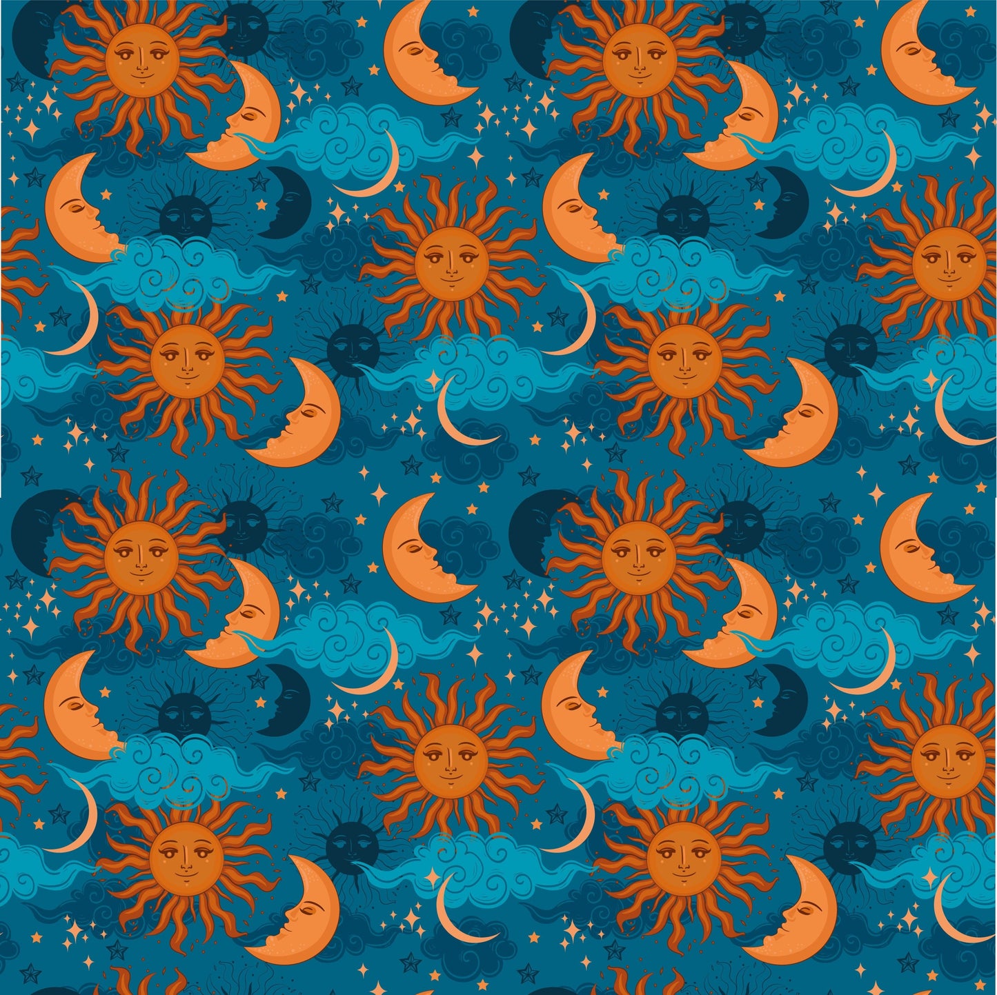 Blue Background Moon & Sun Vinyl Furniture Wrap