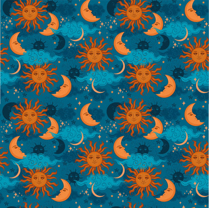 Blue Background Moon & Sun Vinyl Furniture Wrap
