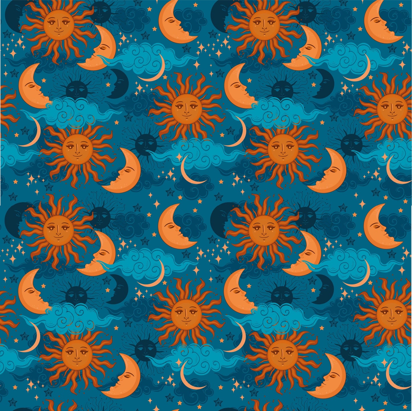 Blue Background Moon & Sun Vinyl Furniture Wrap