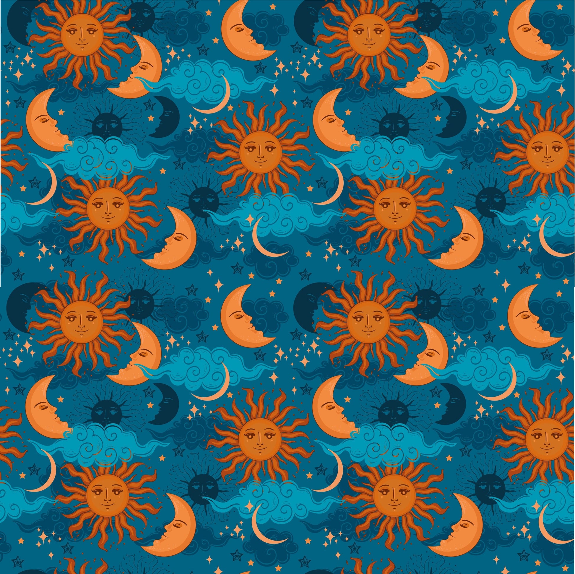 Blue Background Moon & Sun Vinyl Furniture Wrap